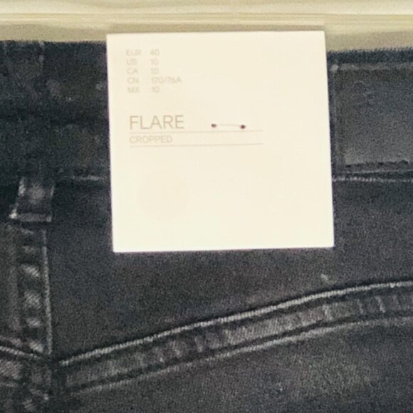 H and m  flare cropped jeans solid black pockets button zipper size 10 READ - Picture 11 of 13